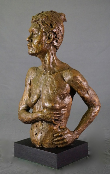 Female waist high with right arm crossed in cast resin by William Casper.